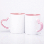 Baby Pink-White Ceramic 11Oz 3 Tone Colour Mug #Heart Handle - Image 3