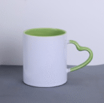 Light Green-White Ceramic 11Oz 3 Tone Colour Mug #Heart Handle - Image 4