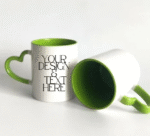 Light Green-White Ceramic 11Oz 3 Tone Colour Mug #Heart Handle