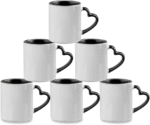 Black-White Ceramic 11Oz 3 Tone Colour Mug #Heart Handle - Image 2